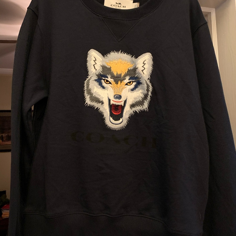Coach Wolf Graphic Sweatshirt in Navy Blue Men’s M